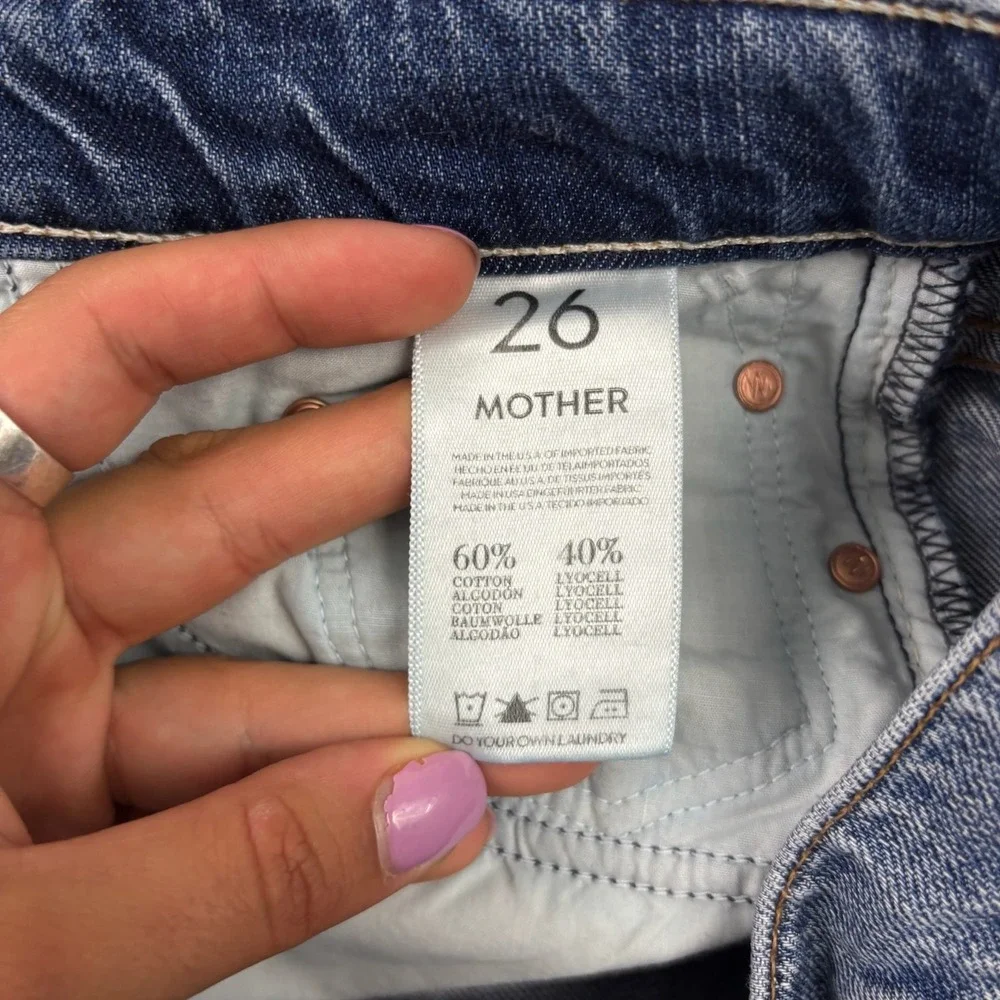 Mother The Dropout Slim Boyfriend Jeans Womens 26 Blue Medium Wash Denim - Picture 4 of 11